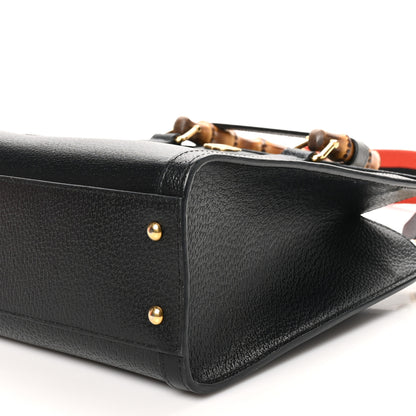 Gucci Textured Dollar Calfskin Web Small Diana Tote Bag Black Dusty Grey 10 of 11