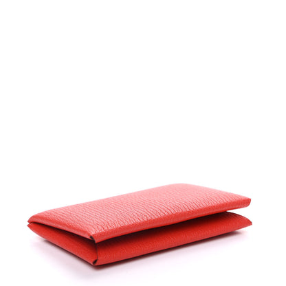 Hermes Chevre Mysore Calvi Card Case Rouge Tomate 4 of 9