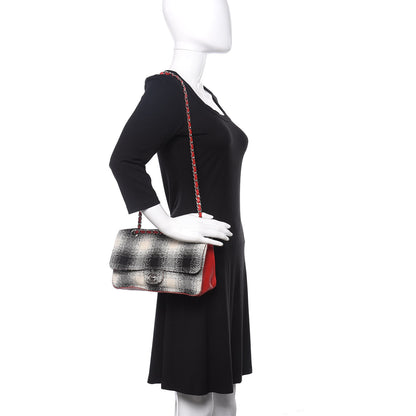 Chanel Tweed Jumbo Single Flap Ecru Red 2 of 9