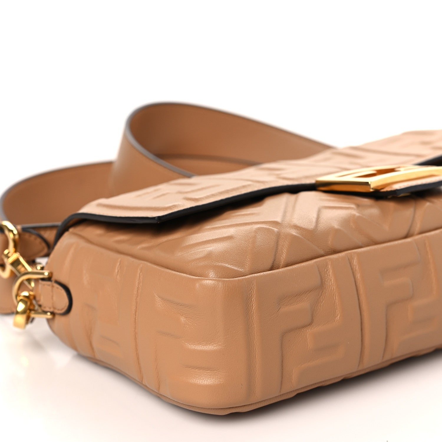 Fendi Nappa FF 1974 Embossed Baguette Miele Scuro 8 of 9