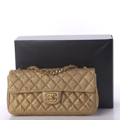Chanel Metallic Crackled Calfskin Quilted East West Flap Dark Gold 11 of 11