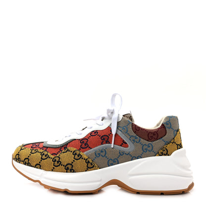Gucci Monogram Multicolor Mens Rhyton Sneakers 8.5 Yellow Blue Great White Tabasco 1 of 7