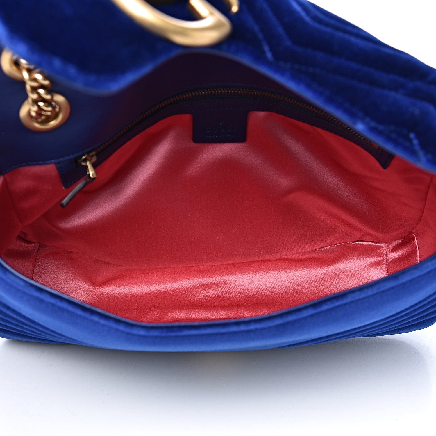 Gucci Velvet Matelasse Medium GG Marmont Shoulder Bag Cobalt Blue 4 of 10