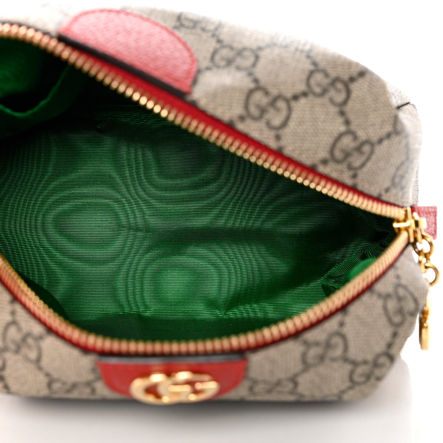 Soft GG Supreme Monogram Calfskin Medium Ophidia Cosmetic Case Beige Ebony Hibiscus Red