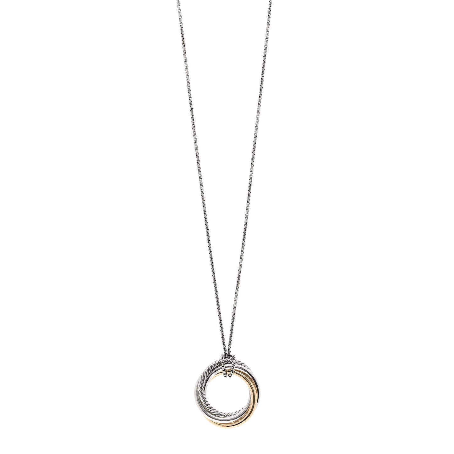Sterling Silver 14K Yellow Gold 28mm Crossover Pendant Necklace