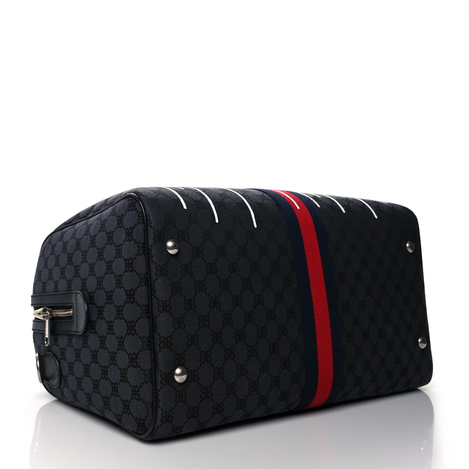 Gucci X BALENCIAGA BB Monogram Web Graffiti Medium Ophidia Carry-On Duffle Bag Black 3 of 11