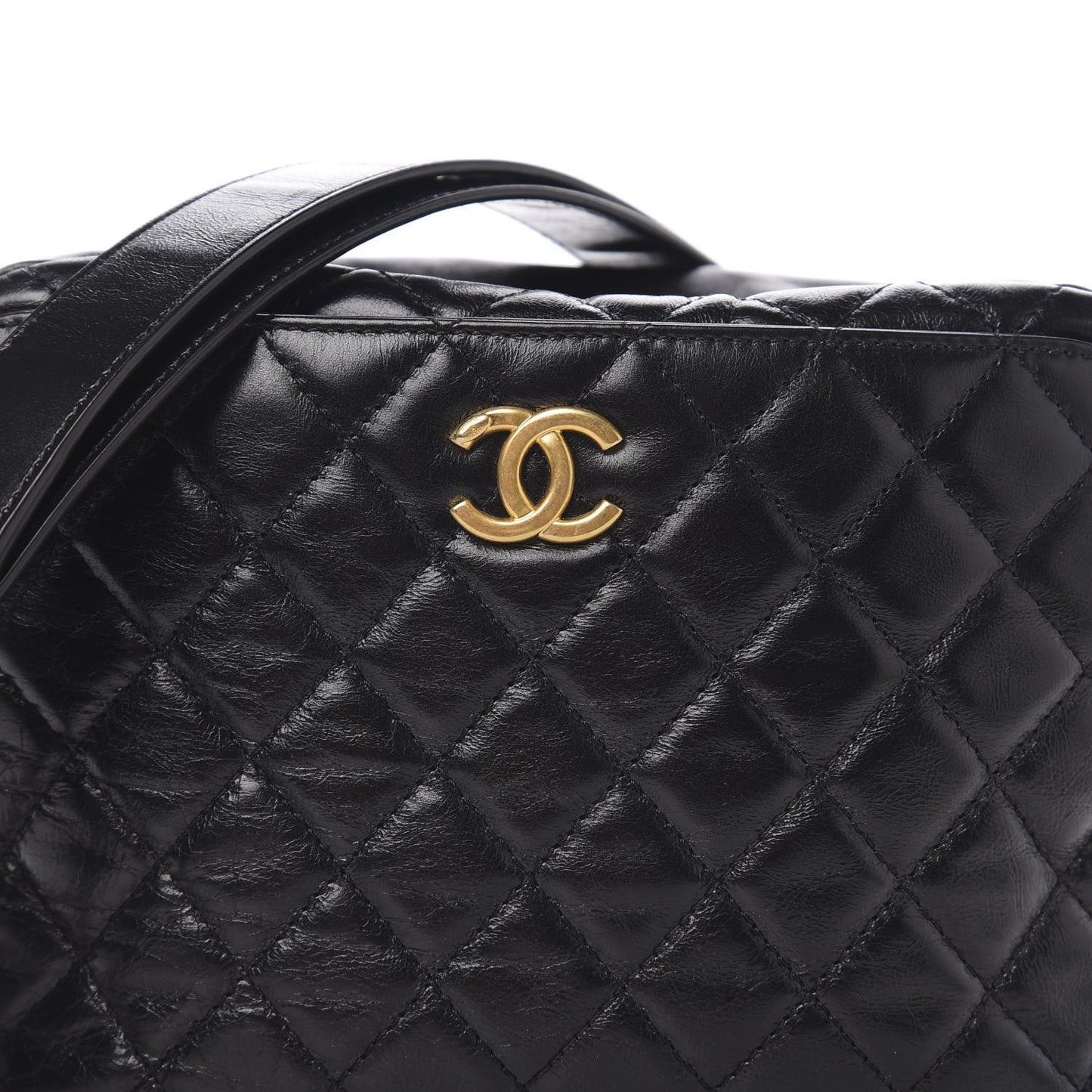 Calfskin Quilted CC Camera Case Black