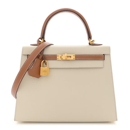 Hermes Epsom Bi-Color Horseshoe Kelly Sellier 25 Craie Gold 1 of 11