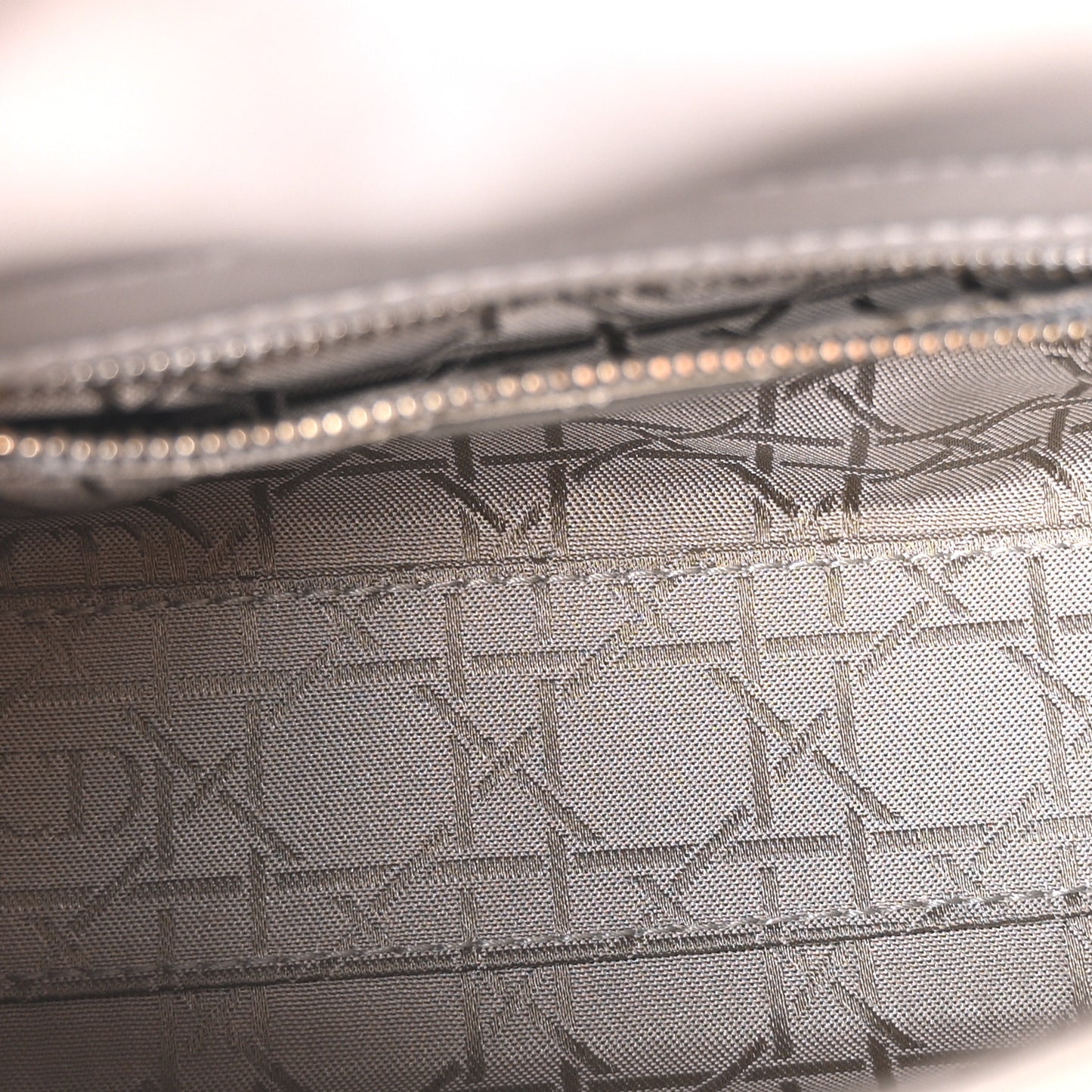 Metallic Lambskin Cannage Mini Lady Dior Grey