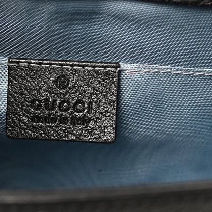Gucci Textured Calfskin Bee Star Print Mini Sylvie Top Handle Bag Black 6 of 10