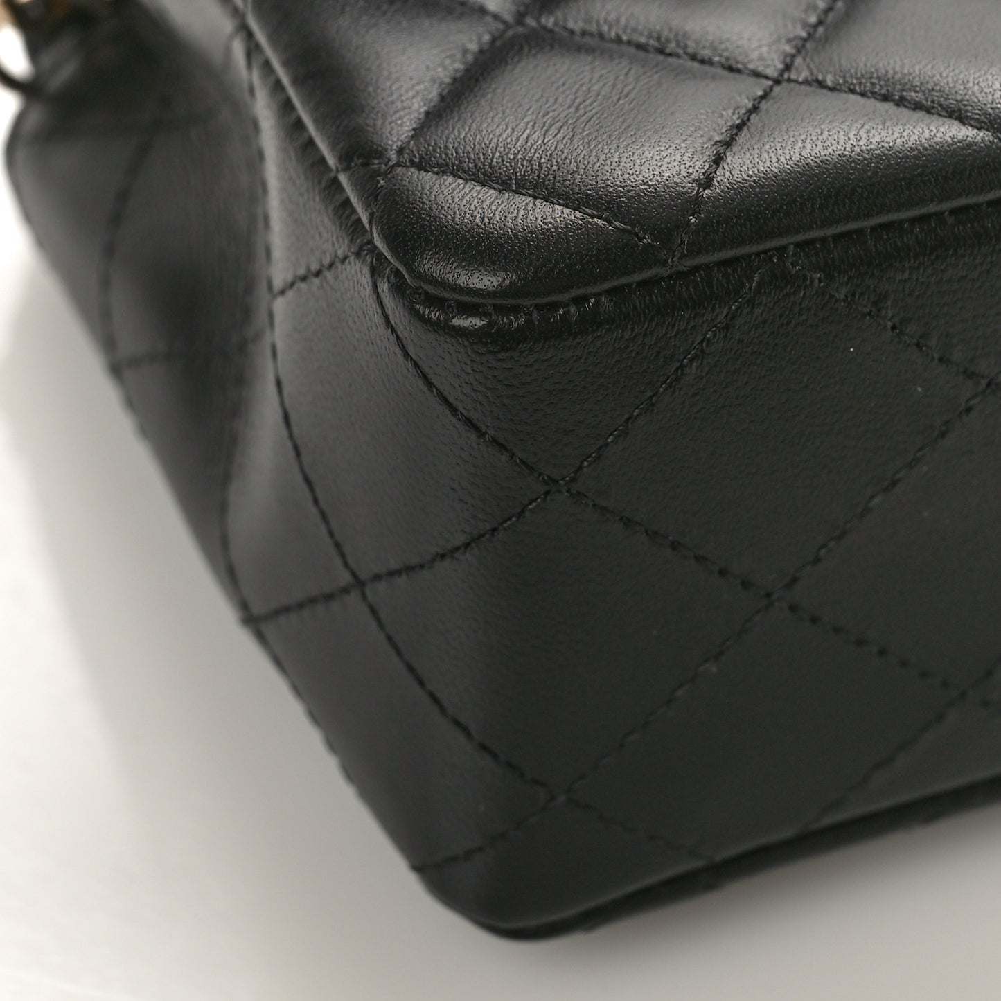 Lambskin Quilted Mini Rectangular Flap Black