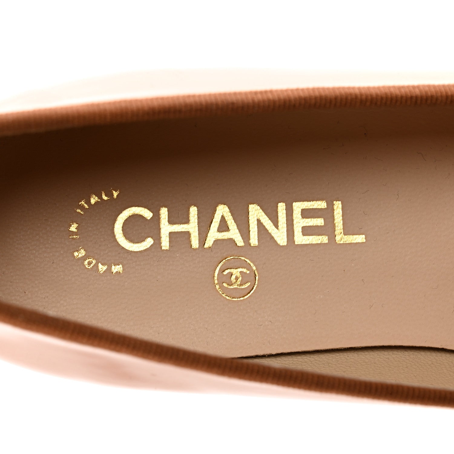 Chanel Patent Calfskin CC Cap Toe Ballerina Flats 39.5 Beige Fonce 7 of 8
