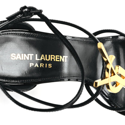 Saint Laurent Patent Cassandra 100 Ankle Strap Sandals 37 Black 8 of 10