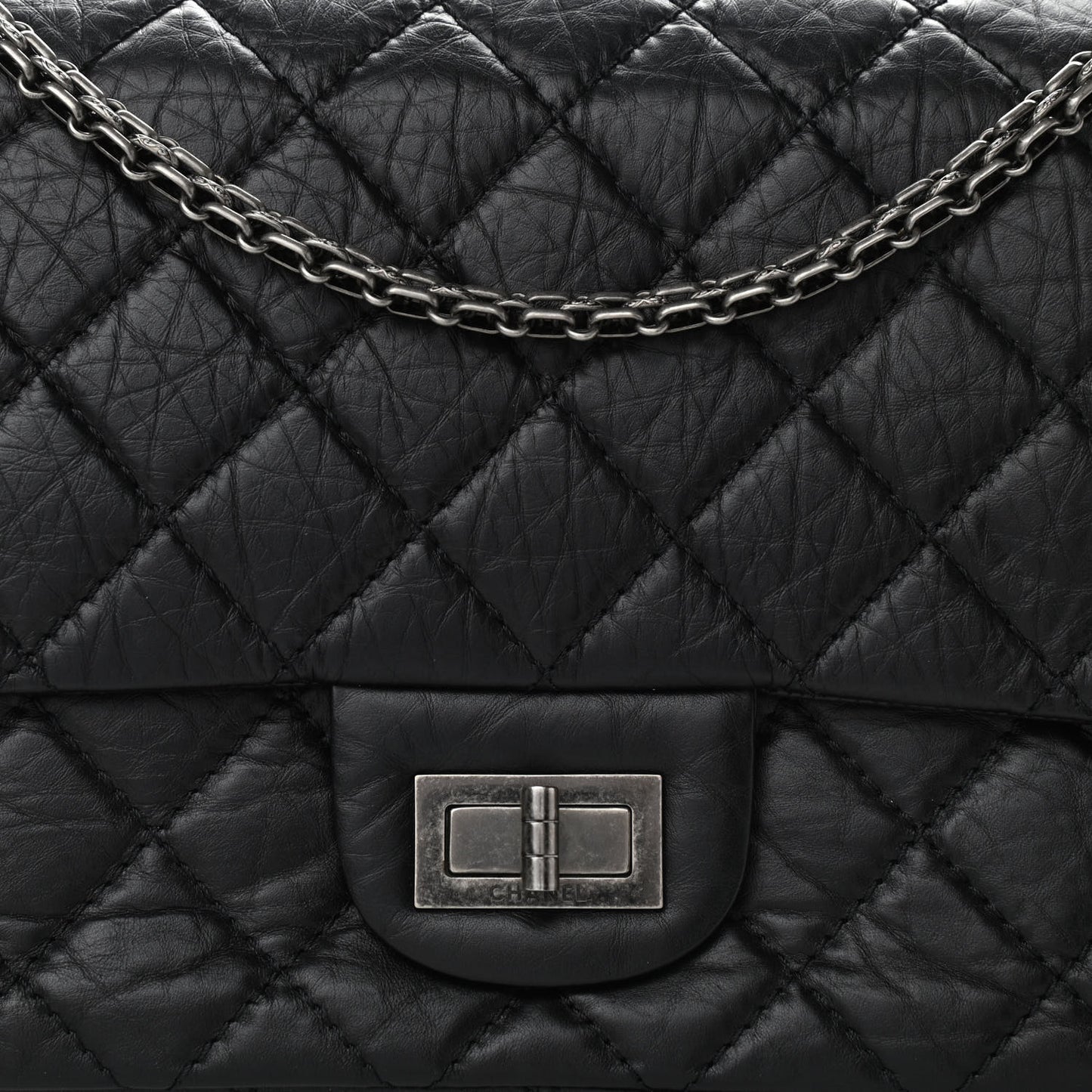 Aged Calfskin Quilted 2.55 Reissue 226 Flap Black