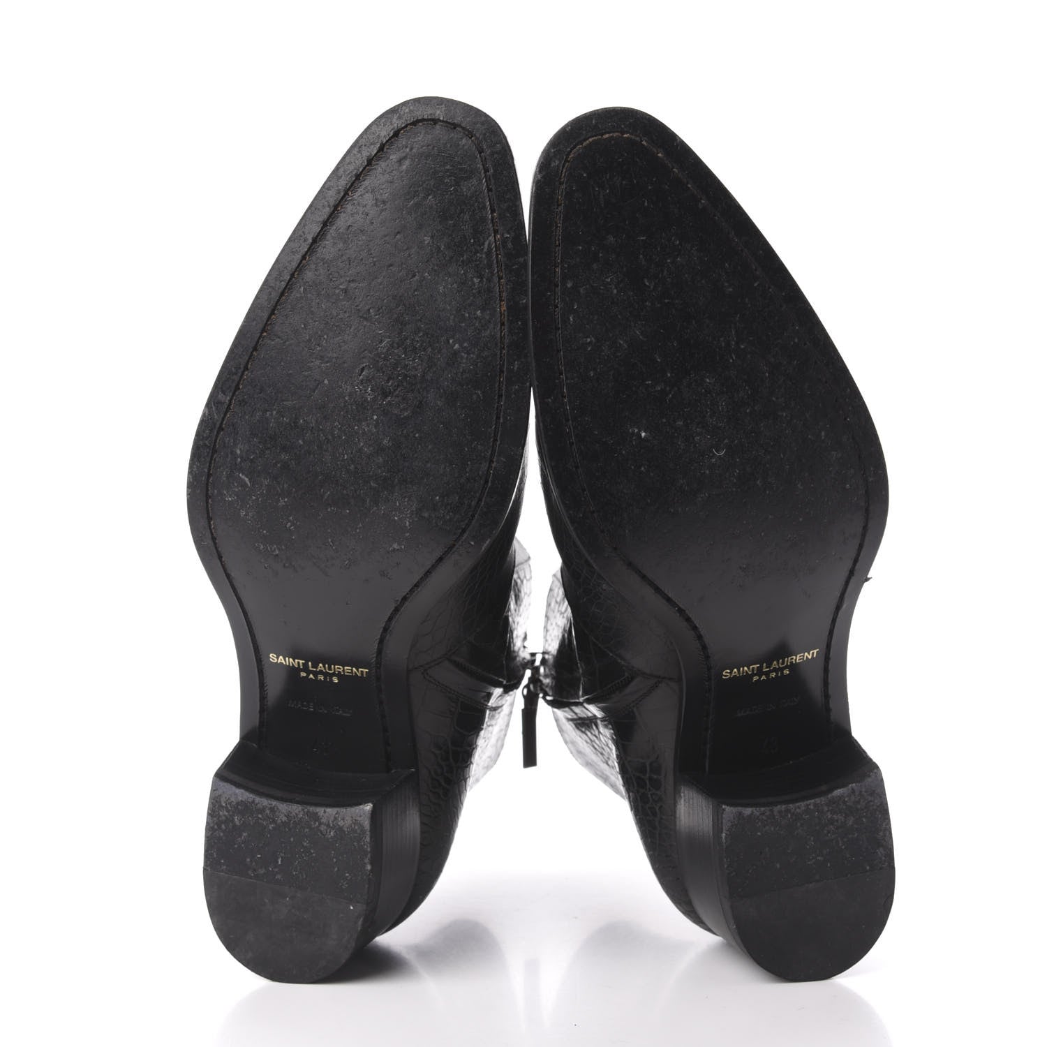 Saint Laurent Crocodile Embossed Calfskin Wyatt 40 Zip Boots 43 Black 5 of 12