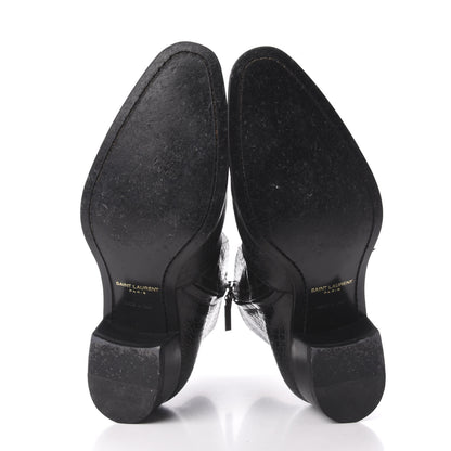 Saint Laurent Crocodile Embossed Calfskin Wyatt 40 Zip Boots 43 Black 5 of 12