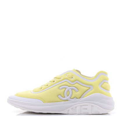 Chanel Calfskin Mesh Lycra Logo Sneakers 41 Yellow 1 of 9