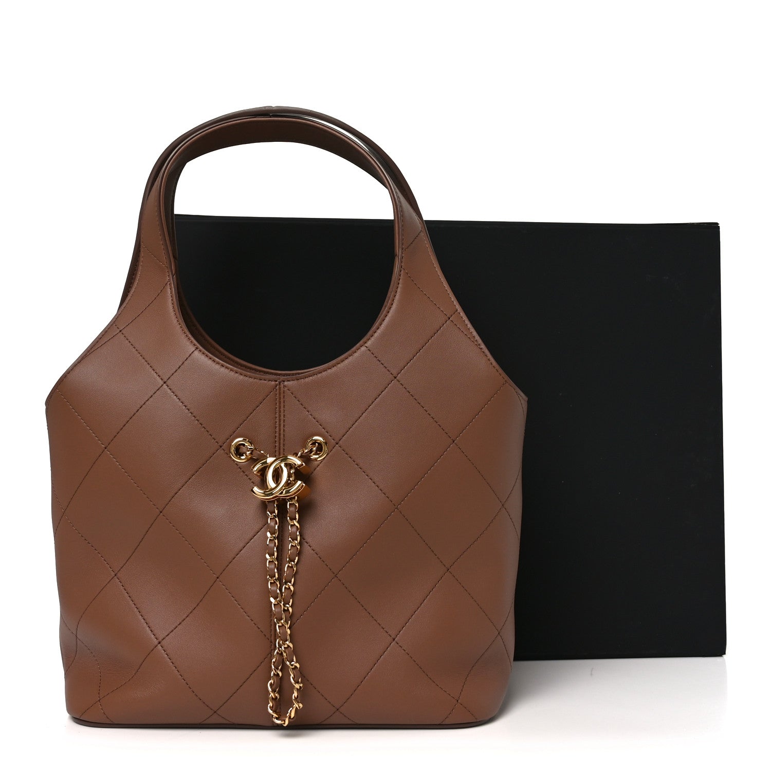 Chanel Calfskin Quilted Small Shopping Bag Brown 21 of 21