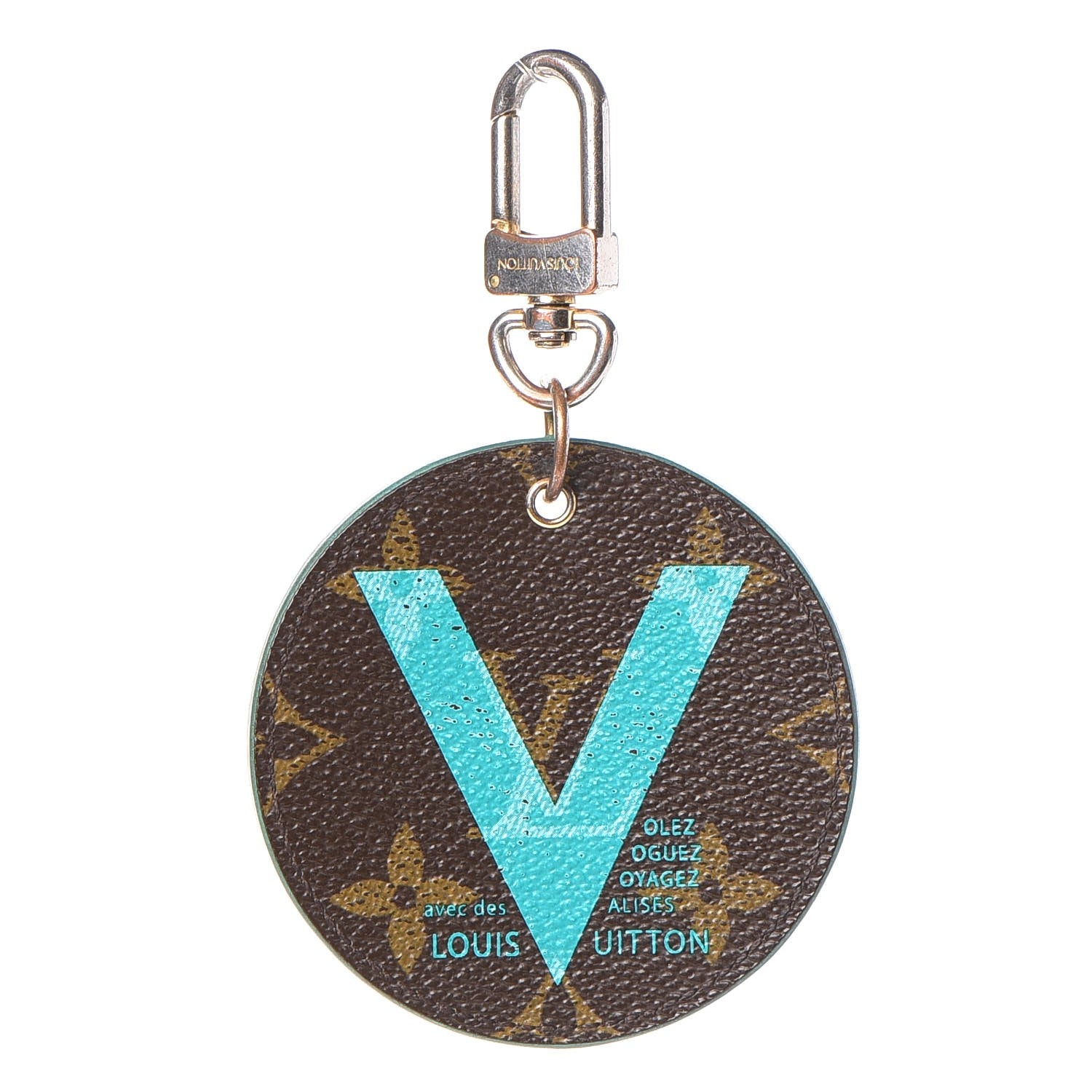 Louis Vuitton Monogram Illustre V Bag Charm Key Ring Turquoise 1 of 4