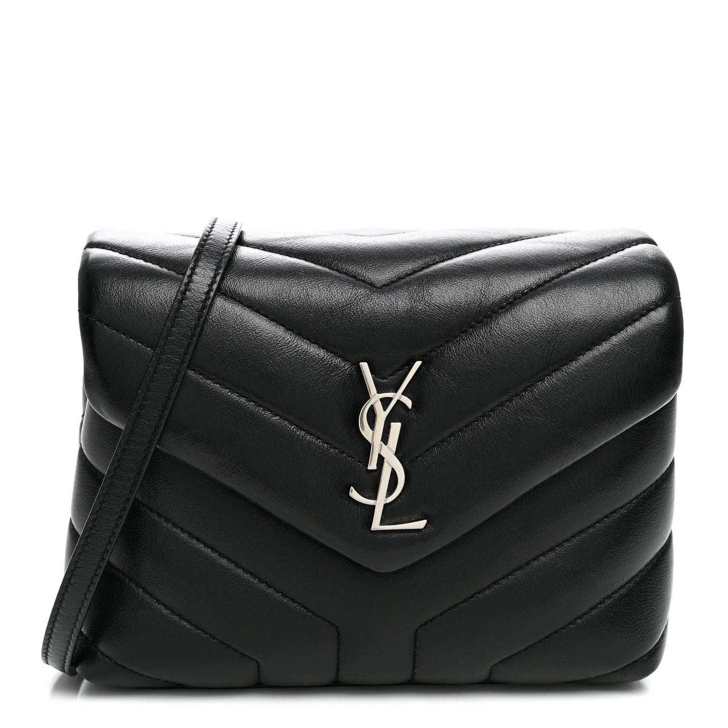 Calfskin Y Quilted Monogram Toy Loulou Crossbody Bag Black
