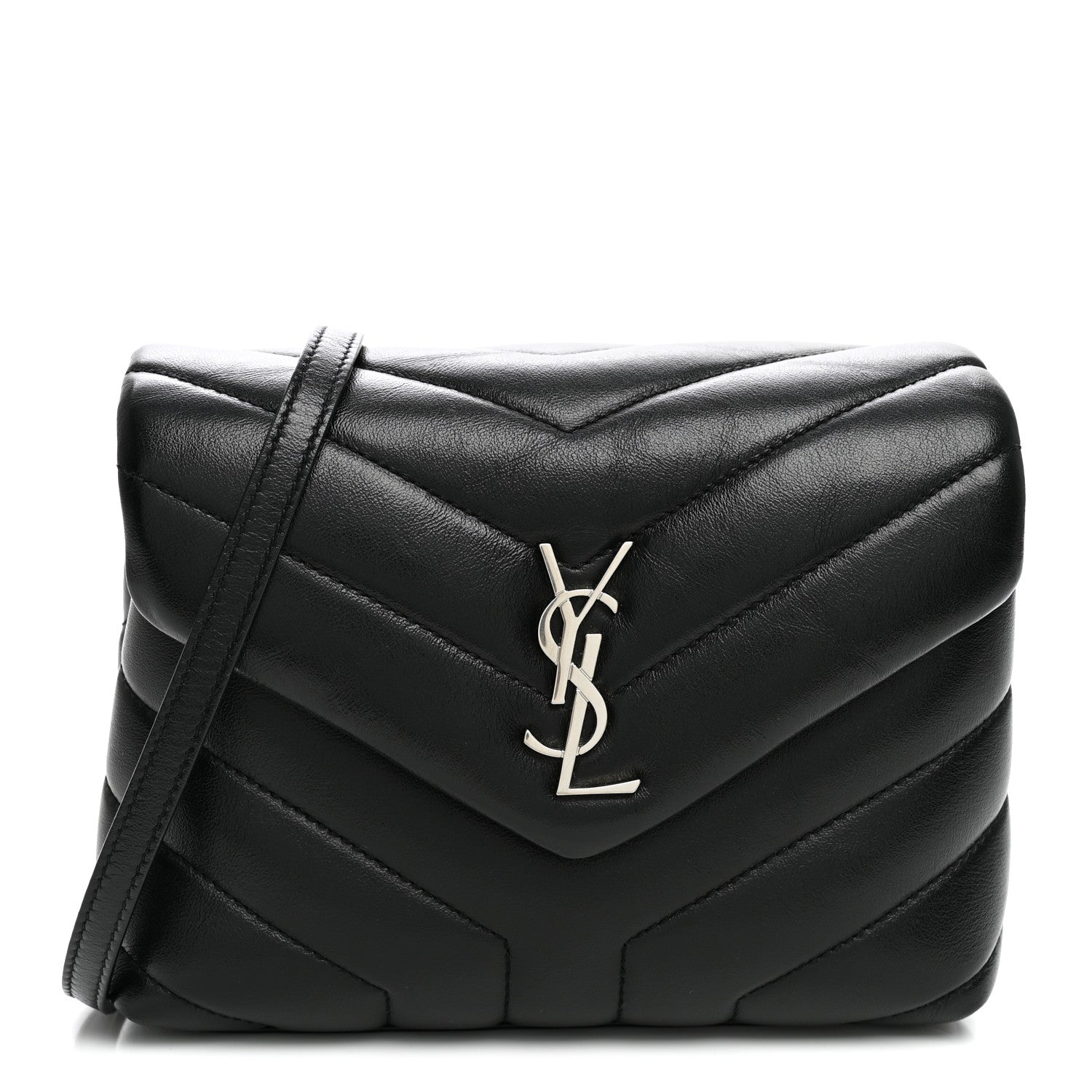 Saint Laurent Calfskin Y Quilted Monogram Toy Loulou Crossbody Bag Black 1 of 10