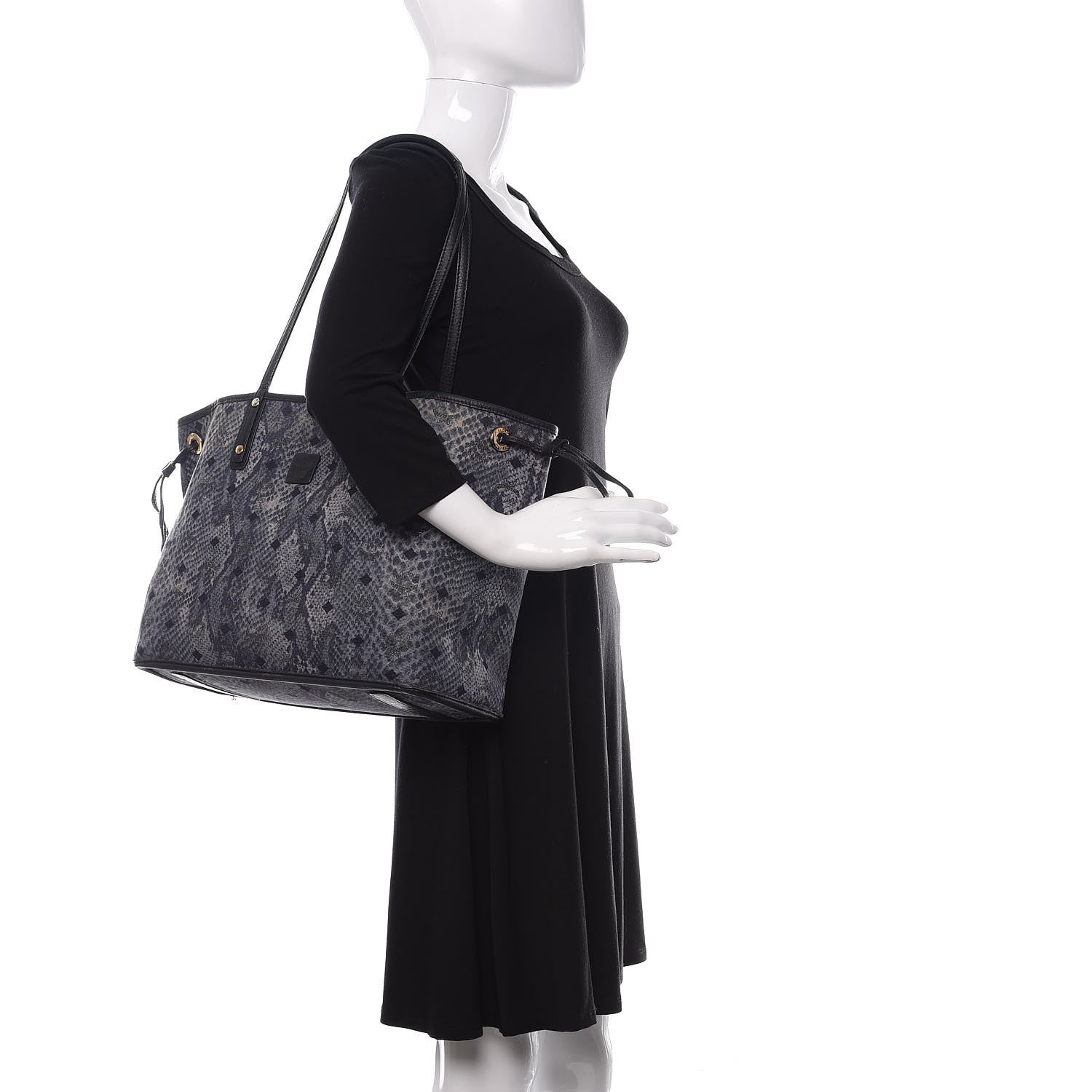 MCM Visetos Medium Reversible Shopper Tote Black 2 of 23