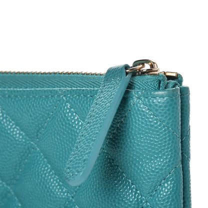 Chanel Caviar Quilted Small Cosmetic Case Turquoise 9 of 10