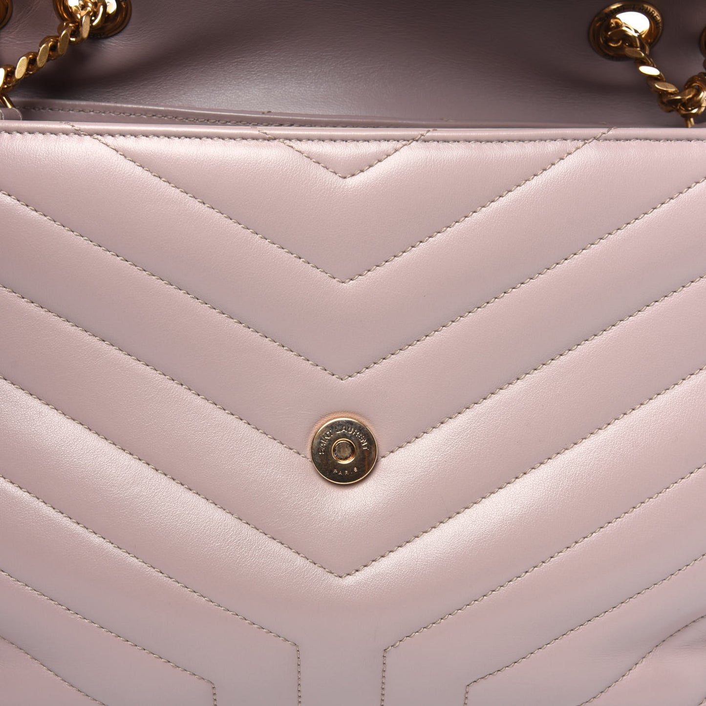 Calfskin Y Quilted Monogram Medium Loulou Chain Satchel Light Natural