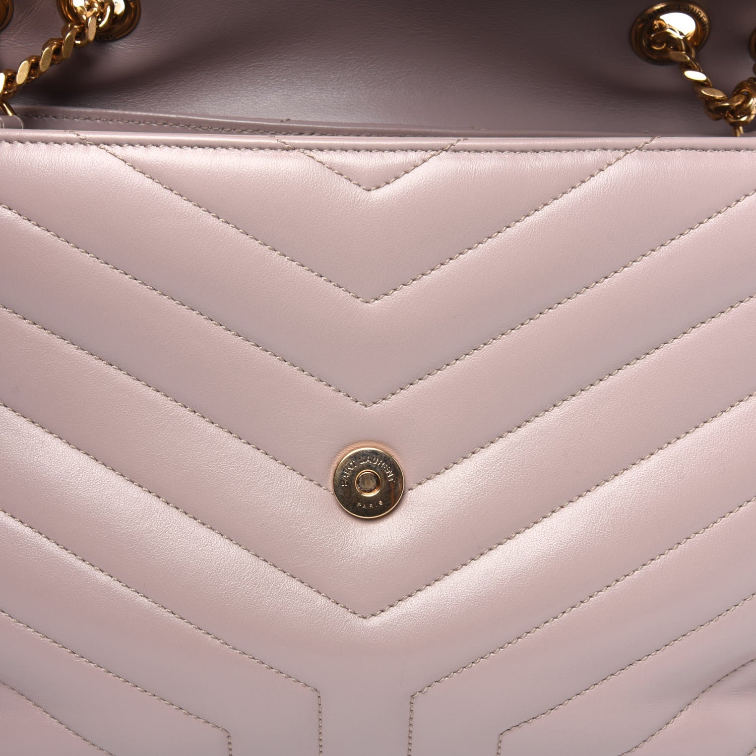 Saint Laurent Calfskin Y Quilted Monogram Medium Loulou Chain Satchel Light Natural 12 of 18