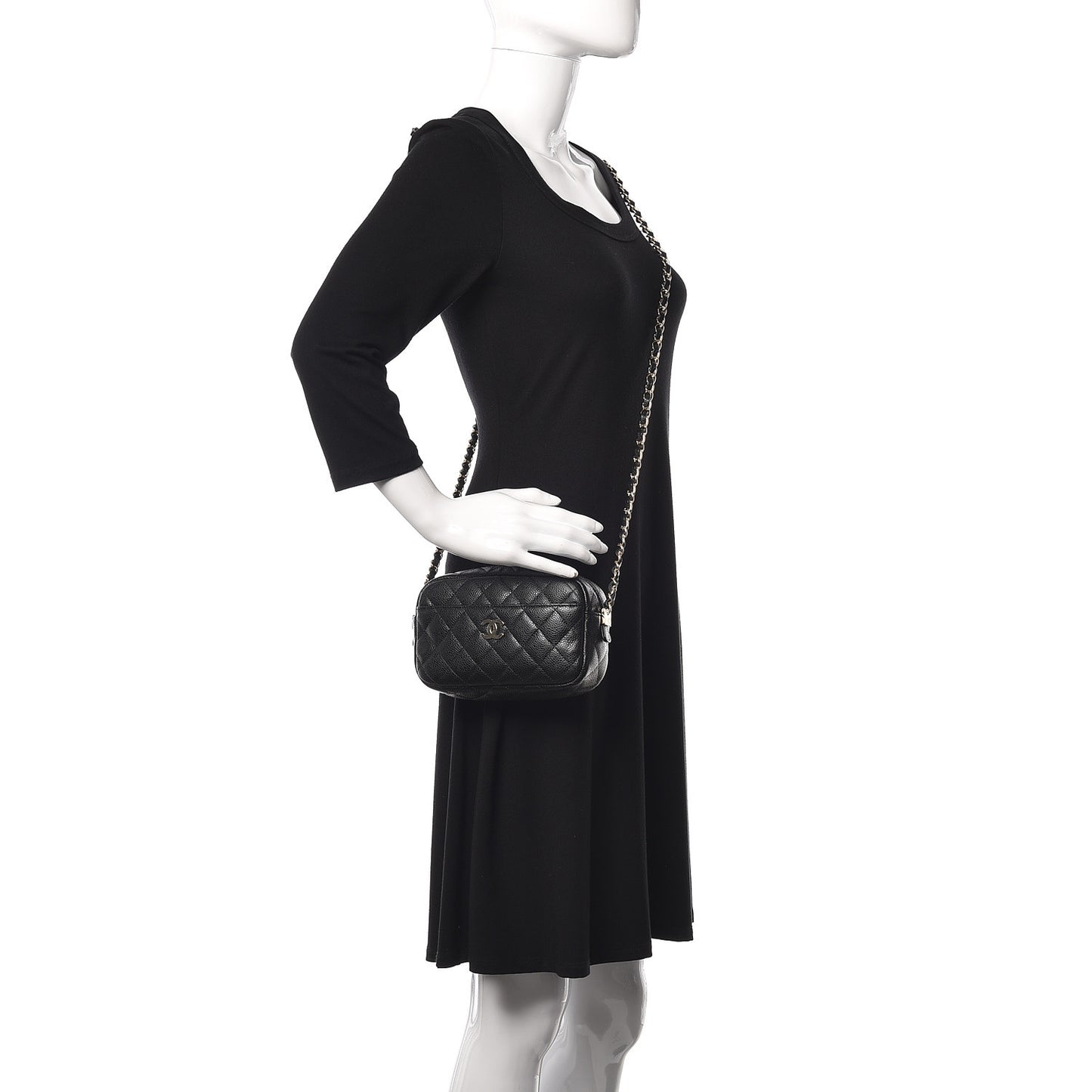 Caviar Quilted Camera Case Black