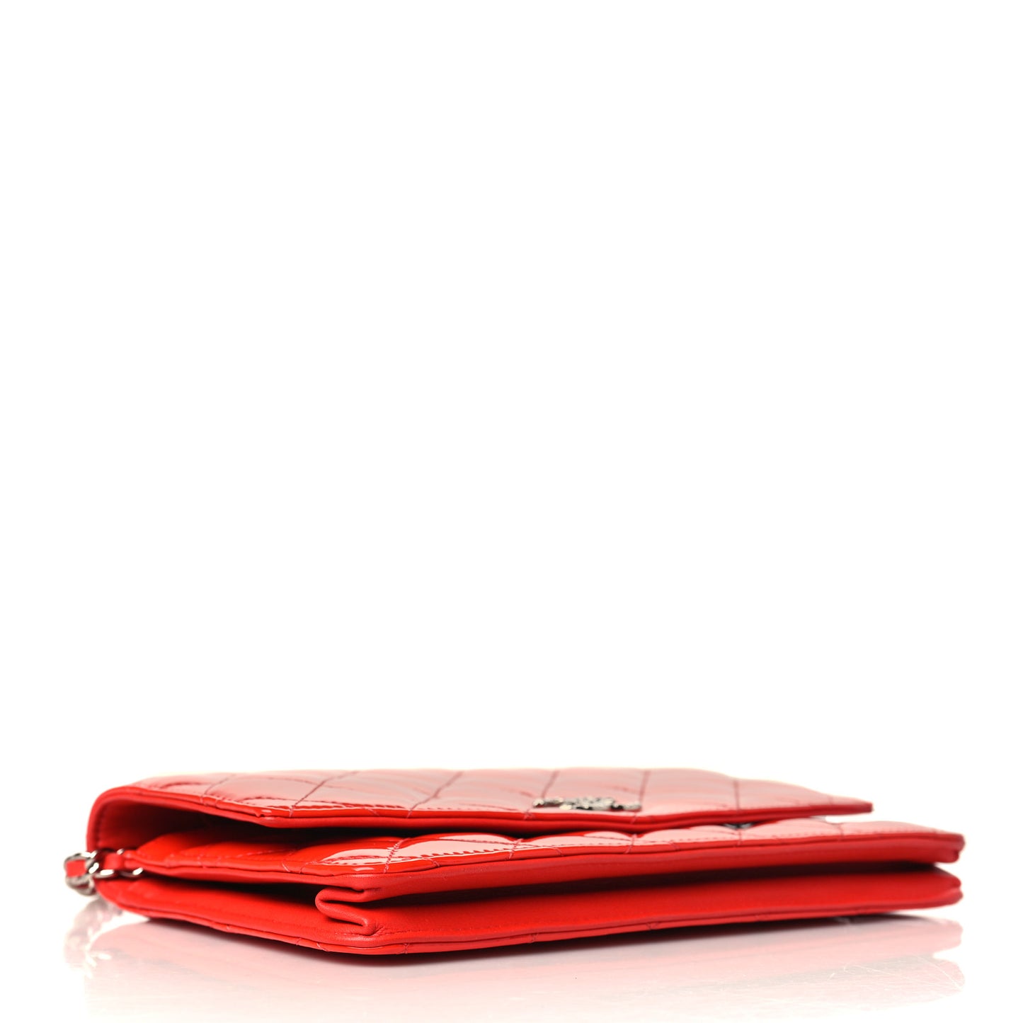 Patent Quilted Brilliant Wallet On Chain WOC Red