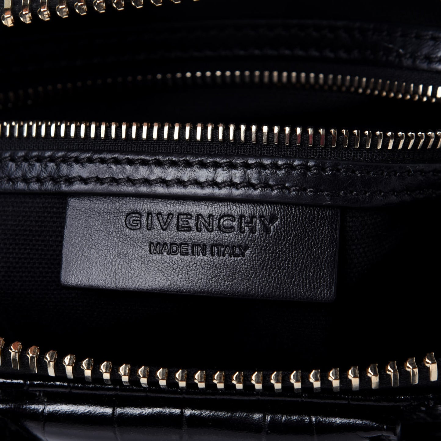 Calfskin Crocodile Embossed Mini Antigona Black