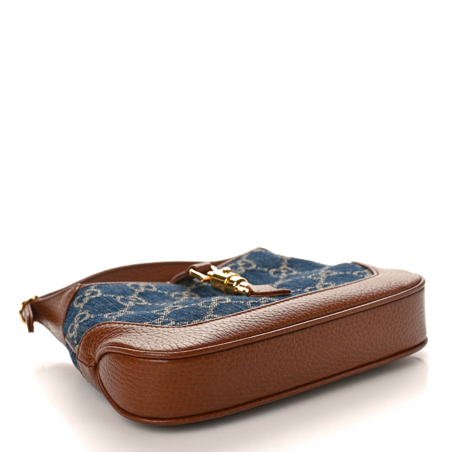 New Denim GG Monogram Calfskin Mini Jackie 1961 Hobo Blue Tea Cuir