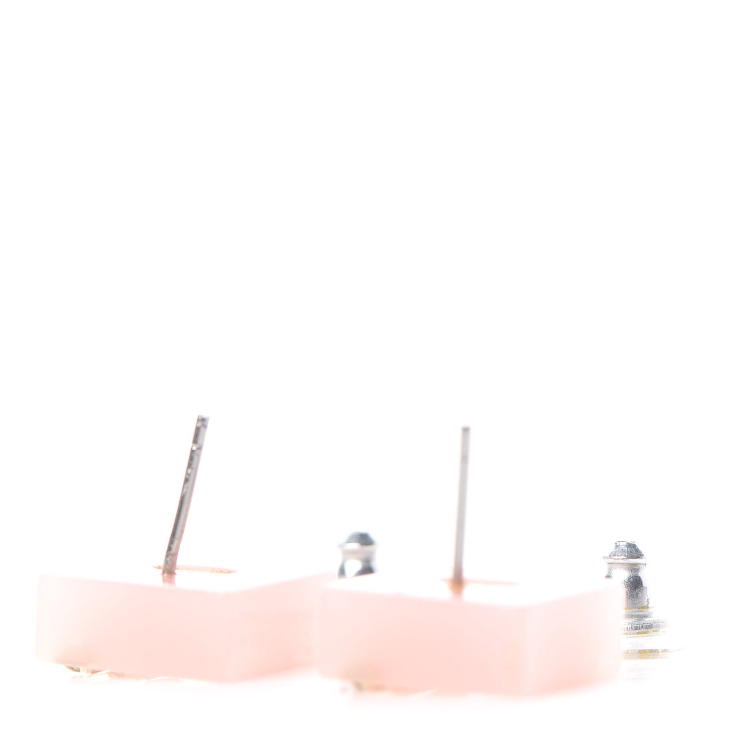 Resin Baguette Crystal Geometric Square CC Earrings Pink
