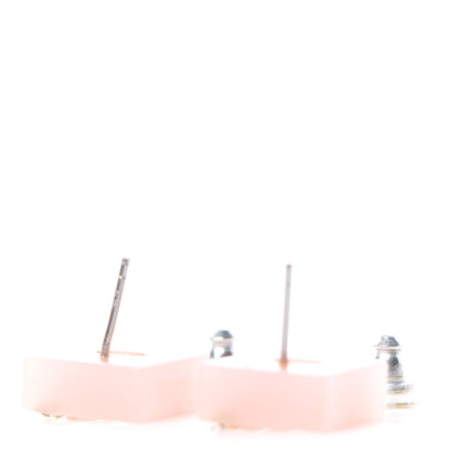 Chanel Resin Baguette Crystal Geometric Square CC Earrings Pink 3 of 4