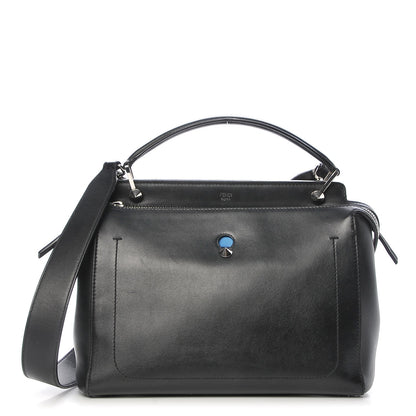 Fendi Vitello Baltico Dolce DotCom Satchel Black Blue Royal 1 of 16
