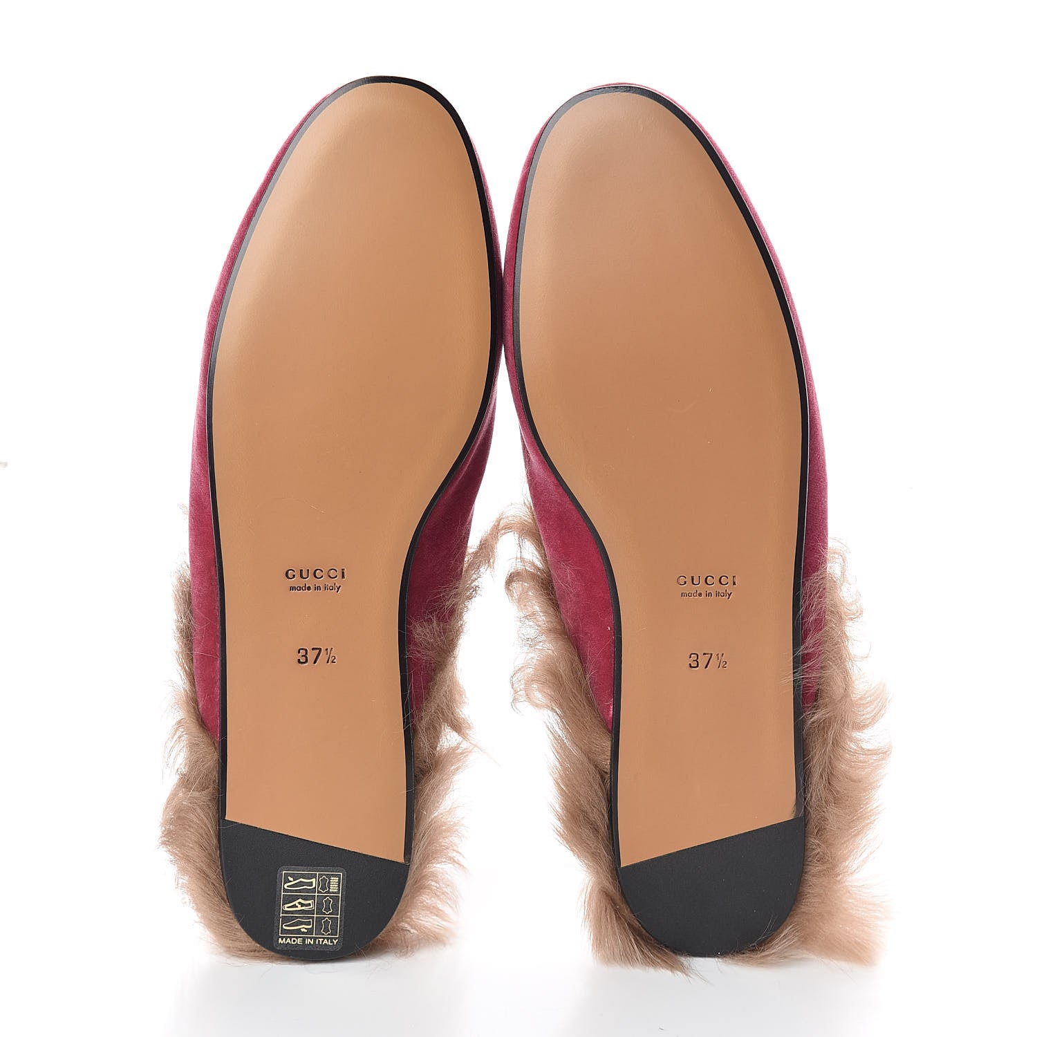 Gucci Velvet Fur Womens Princetown Slippers 37.5 Raspberry Rose 7 of 7