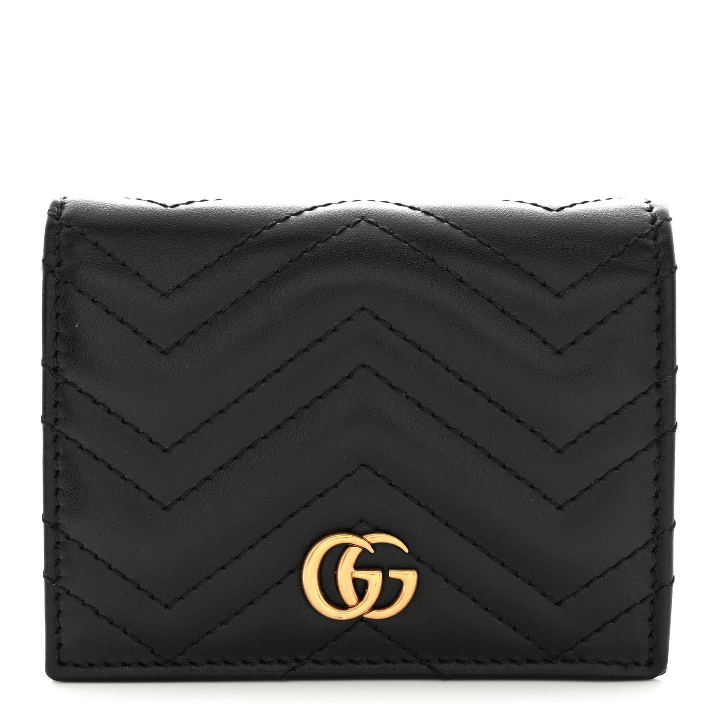 Calfskin Matelasse GG Marmont Card Case Wallet Black