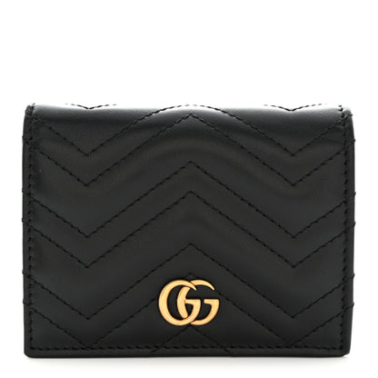 Gucci Calfskin Matelasse GG Marmont Card Case Wallet Black 1 of 10