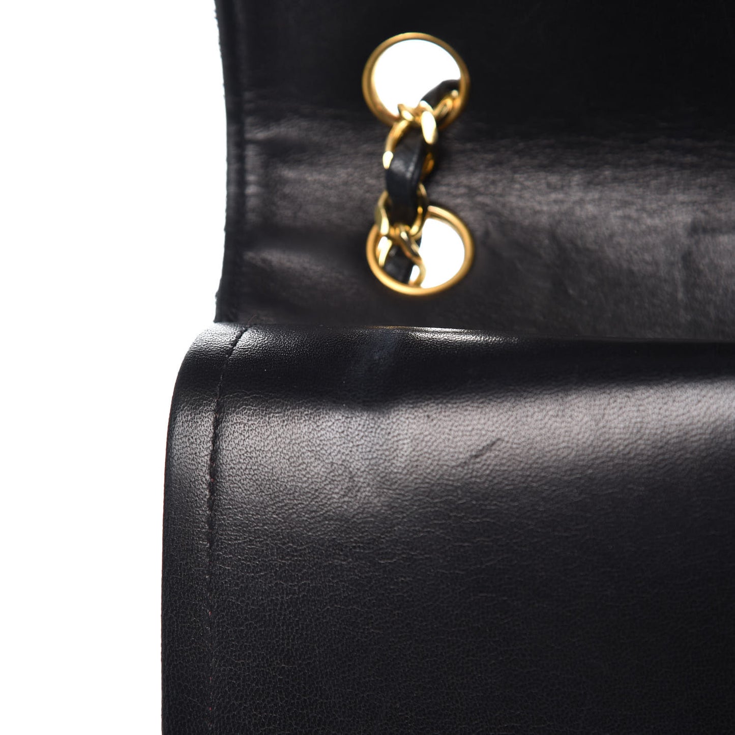 Lambskin Quilted Medium Double Flap Black