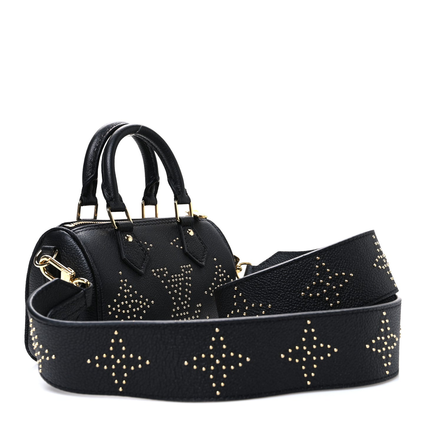 Grained Calfskin Studded Monogram Giant Nano Speedy Black