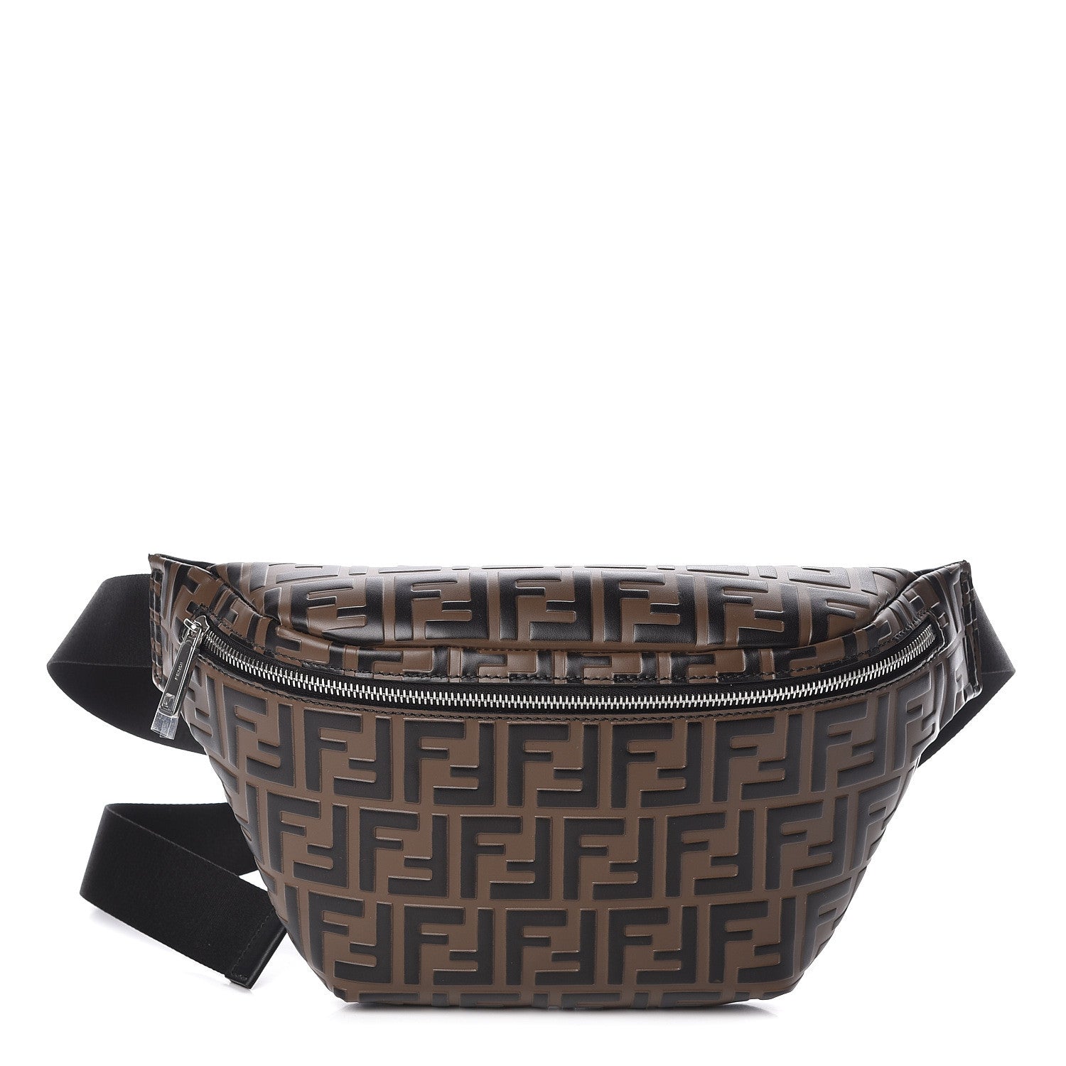 Fendi Vitello Century Bi-Color FF 1974 Embossed Belt Bag Maya Black 1 of 10