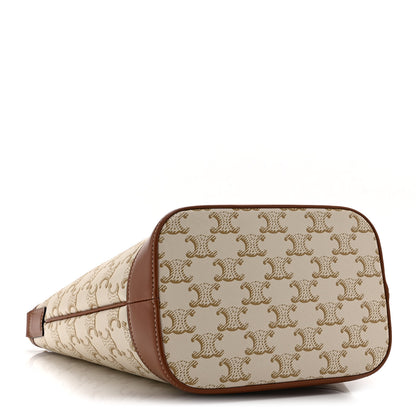 Celine Triomphe Canvas Calfskin Small Bucket Bag White 4 of 10