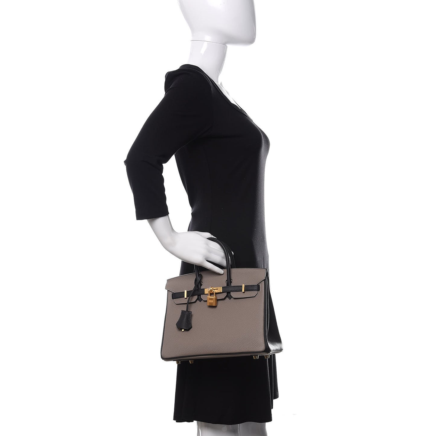 Togo Horseshoe Birkin 25 Gris Asphalt Black