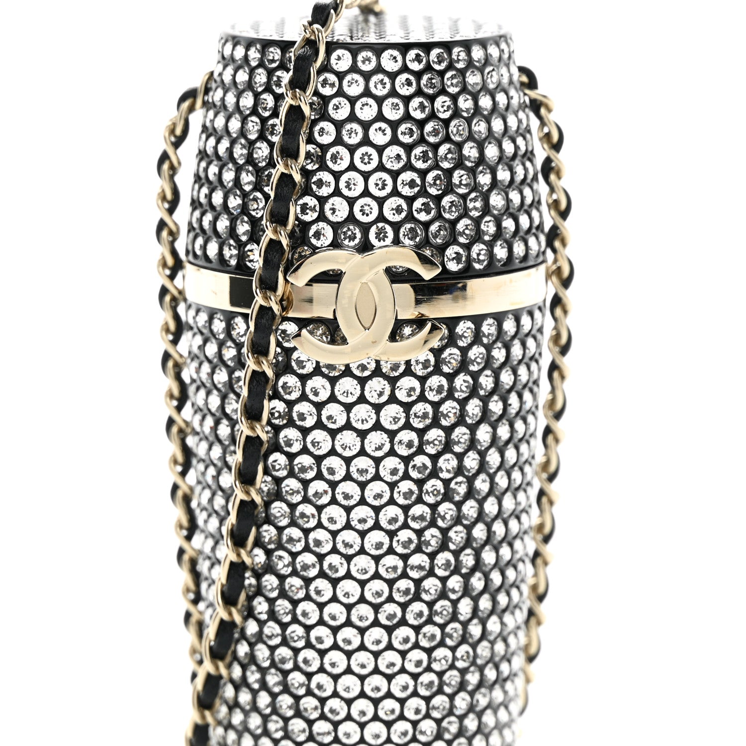 Chanel Metal Resin Lambskin Crystal Lipstick Case Long Necklace On Chain Silver Black Gold 7 of 12