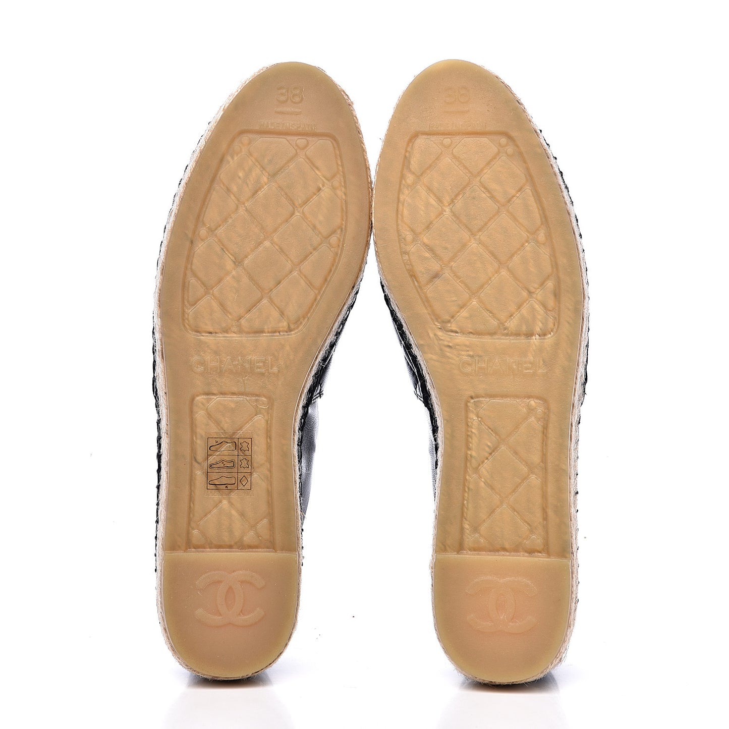 Lambskin Quilted CC Espadrilles 38 Black