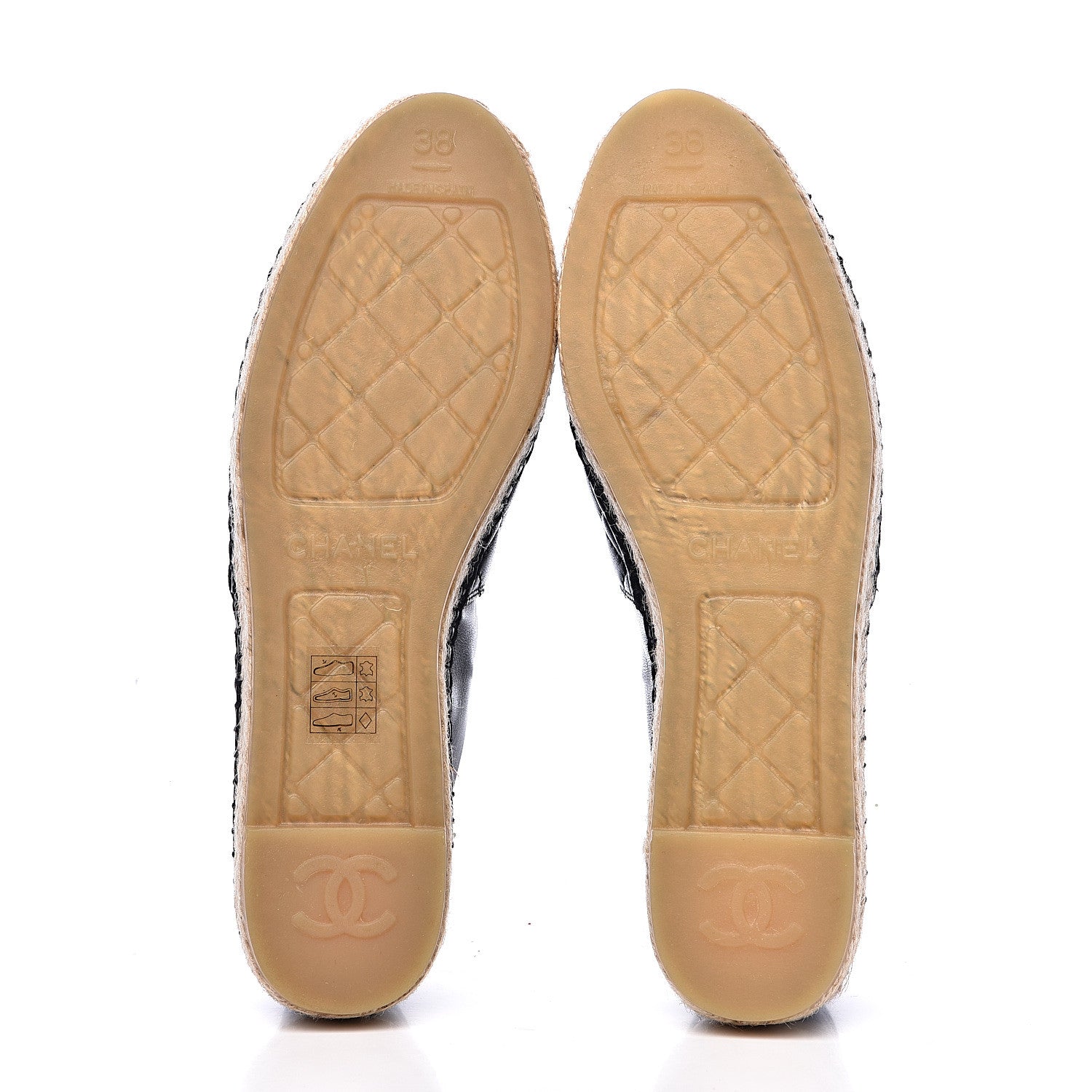 Chanel Lambskin Quilted CC Espadrilles 38 Black 5 of 10