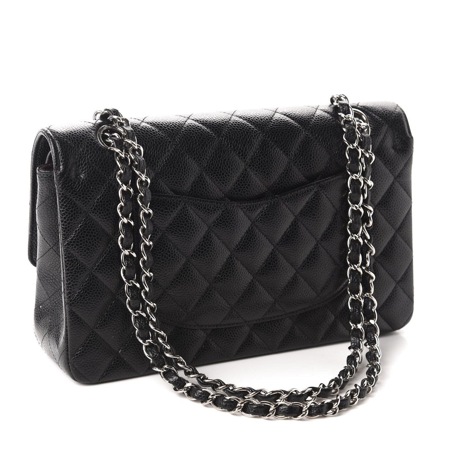 Caviar Quilted Medium Double Flap Black