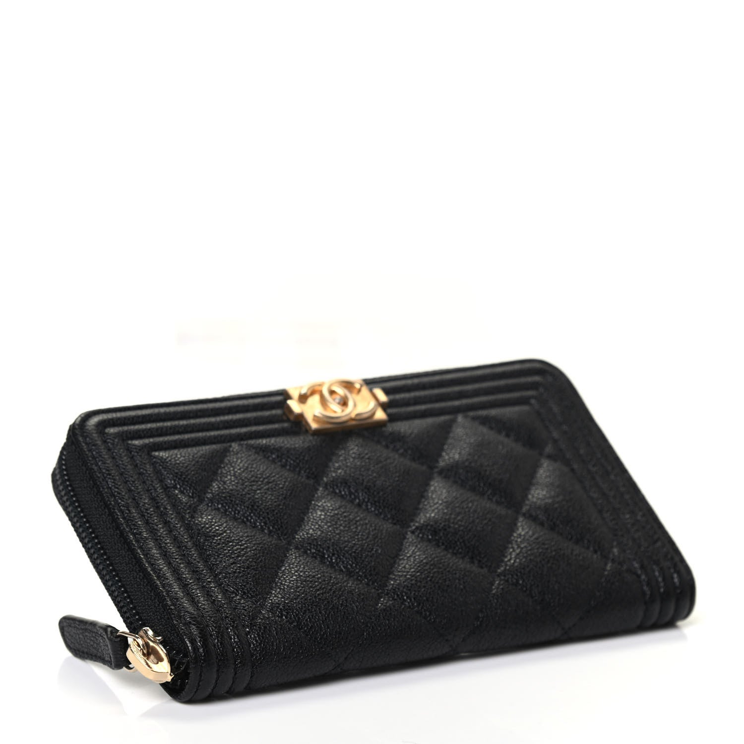 Chanel Caviar Quilted Small Boy Zip Around Wallet Black 3 of 4