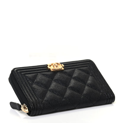 Chanel Caviar Quilted Small Boy Zip Around Wallet Black 3 of 4